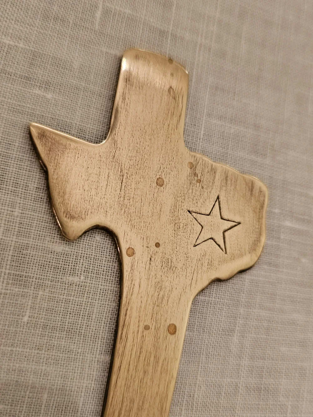Vintage Texas-Shaped Brass Letter Opener in Gold Tones